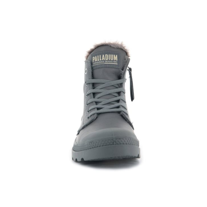 Dámské Boty Palladium Pampa Hi Zip Leather S Šedé | CZ BYO-15G